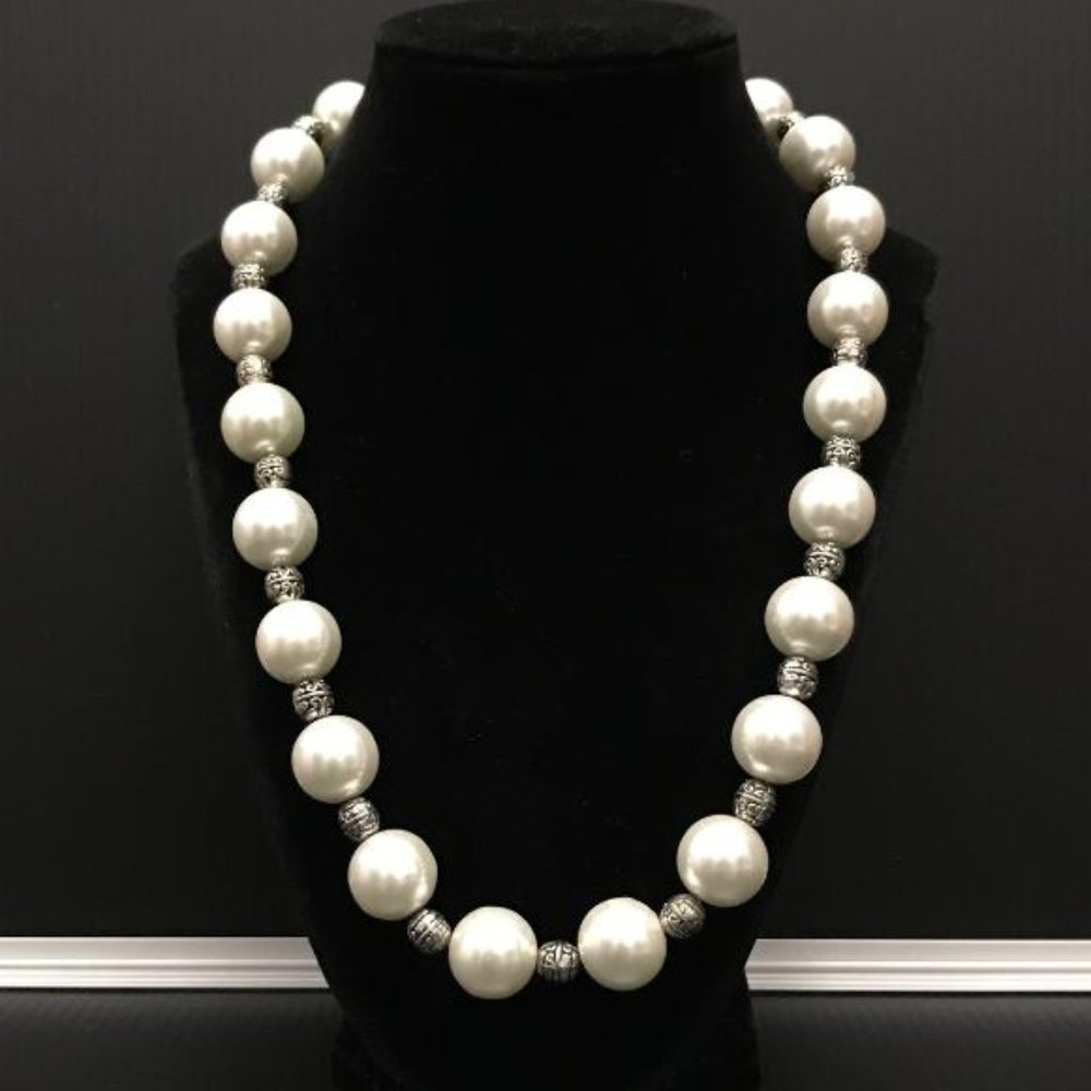 Faux Pearl & Silver-Tone Bead Necklace - Picture 2 of 6